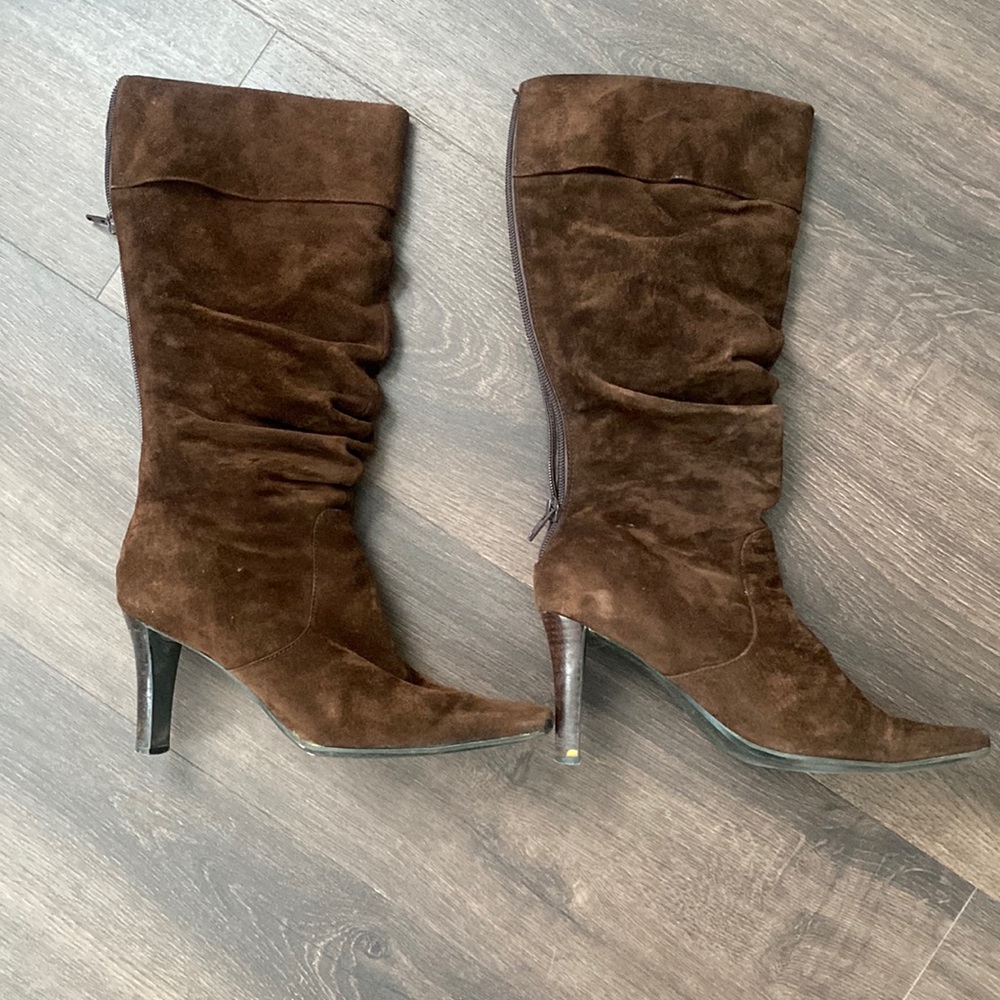 Brown suede boots